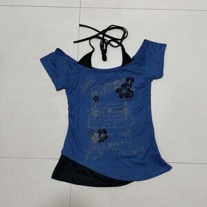 Women’s Dark Blue Short‑Sleeve Top